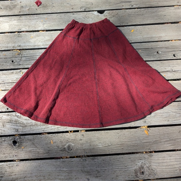 Source Unknown Dresses & Skirts - Deep Maroon ribbed fabric wide bell panel skirt